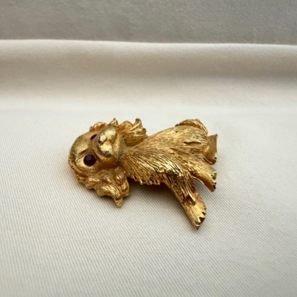 Vintage Gold Puppy Dog Brooch Pin - Picture 4 of 7